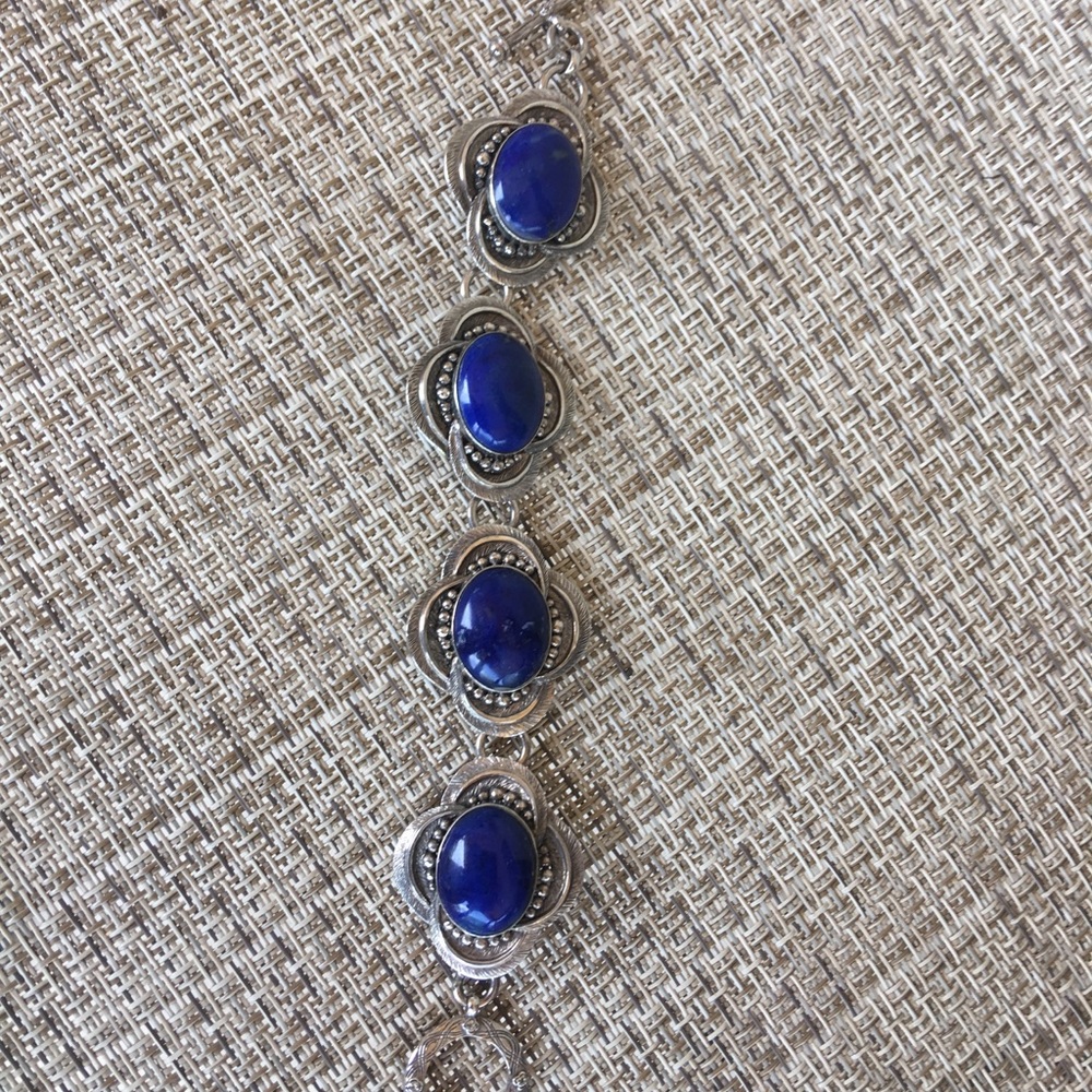 Sterling silver and lapis toggle bracelet
